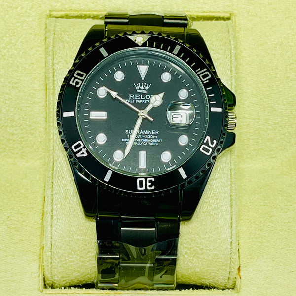 Submariner Black Dial Men's Watch – BLACK Bracelet | Oyster Perpetual Date | Water Resistance | Quartz Movement
