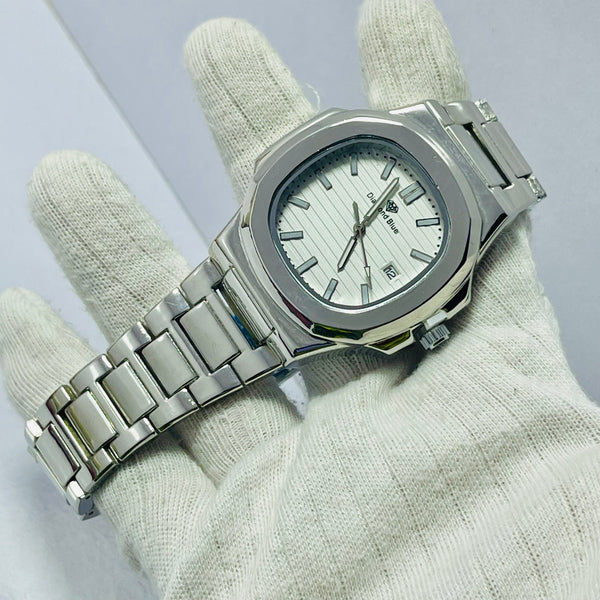 Limited Edition White Dial Men's Watch –  Silver Bracelet _Mineral Glass _Superlative Finish