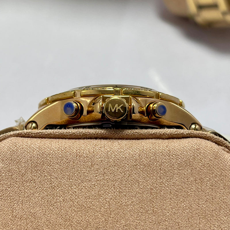 Michael Kors Women’s Chronograph Gold Watches – Brown & Rose Gold Dial | Crystal Bezel | Luxury Designer Dual Pack