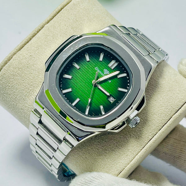 Limited Edition GREEN Dial Men's Watch –  Silver Bracelet _Mineral Glass _Superlative Finish