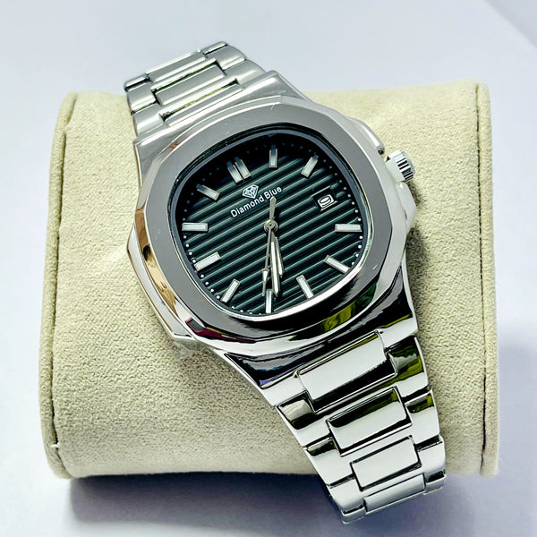 Limited Edition BLACK Dial Men's Watch – Silver Bracelet _Mineral Glass _Superlative Finish