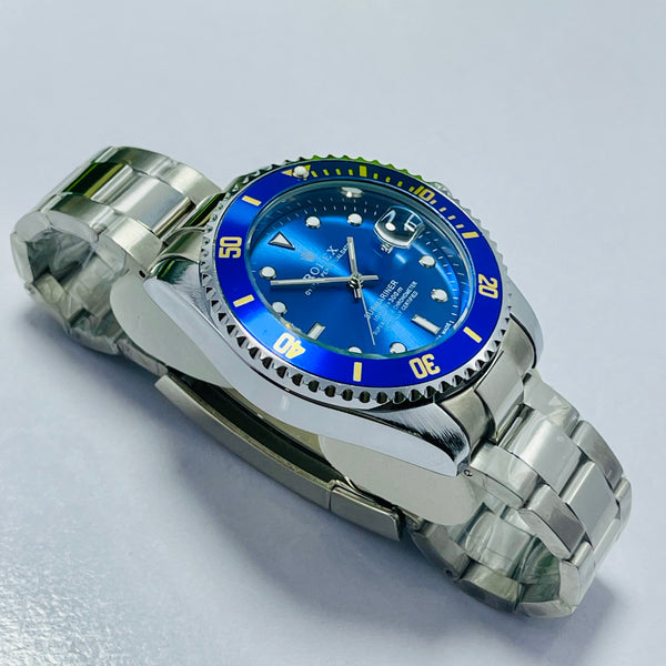 Luxury Rolex Submariner Blue Dial Men's Watch – Silver Bracelet | Oyster Perpetual Date | Waterproof 1000ft |  Quartz Movement