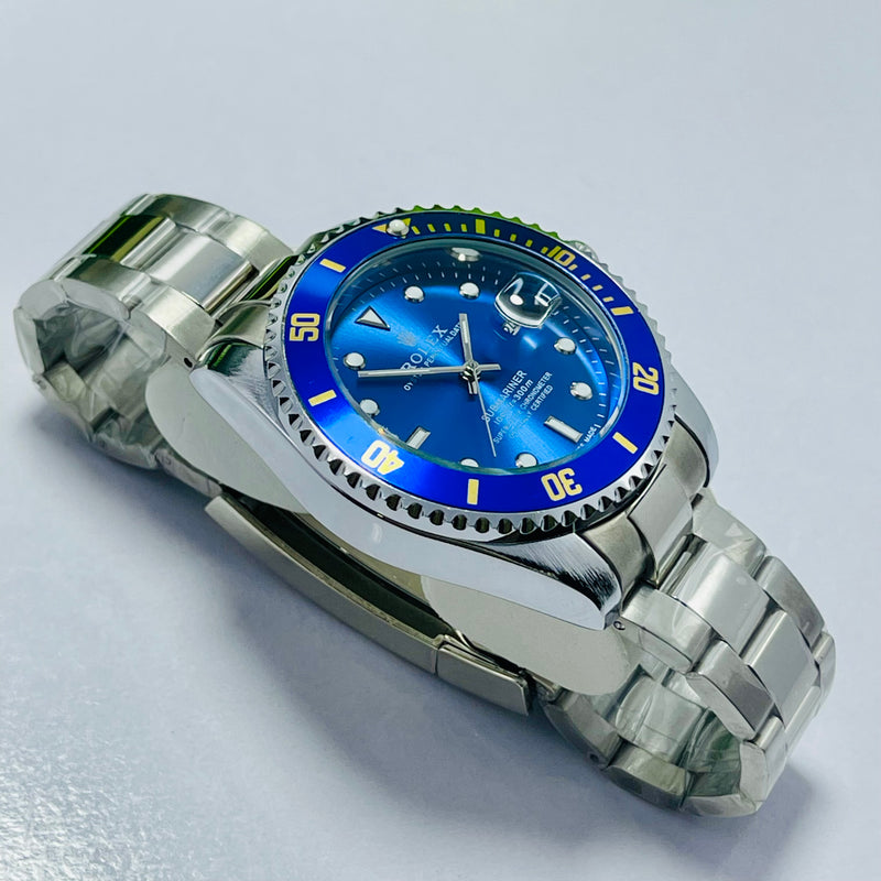 Luxury Rolex Submariner Blue Dial Men's Watch – Silver Bracelet | Oyster Perpetual Date | Waterproof 1000ft |  Quartz Movement