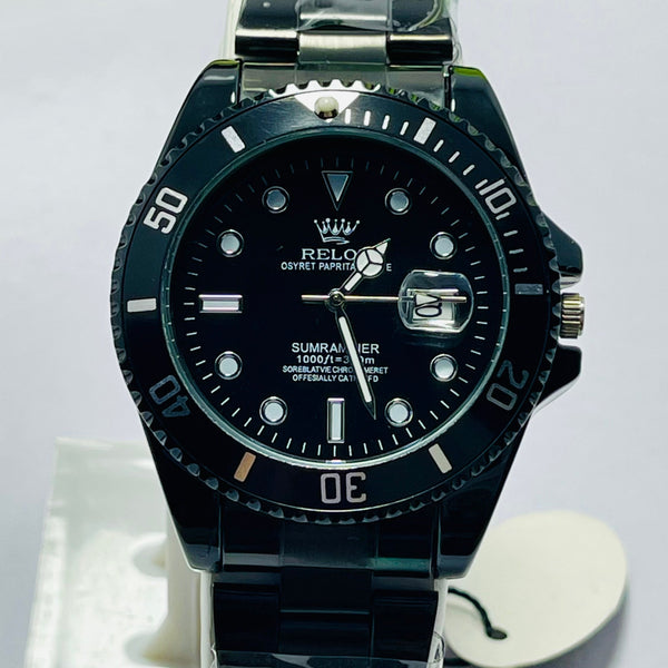 Submariner Black Dial Men's Watch – BLACK Bracelet | Oyster Perpetual Date | Water Resistance | Quartz Movement