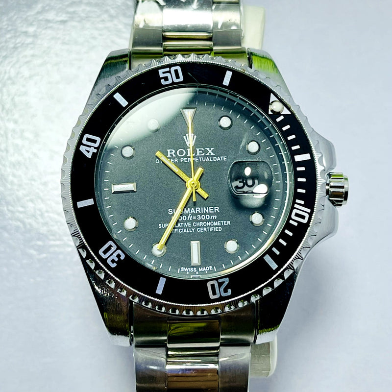 Luxury Rolex Submariner Black Dial Men's Watch – Silver Bracelet | Oyster Perpetual Date | Waterproof 1000ft | Quartz Movement