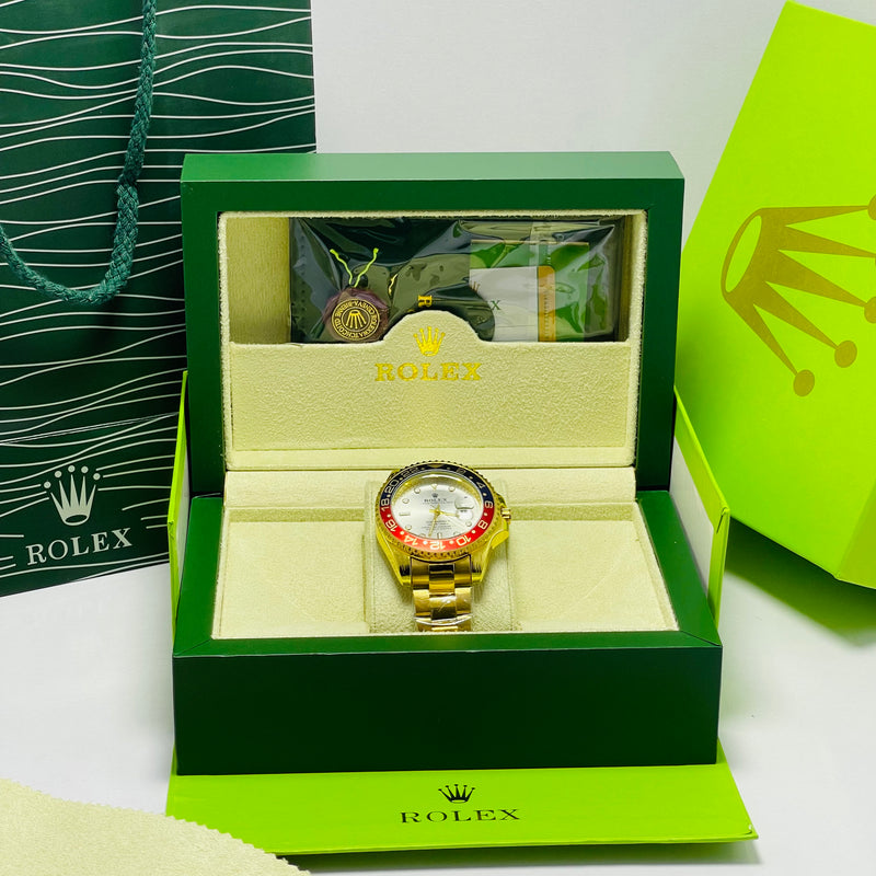 Luxury Rolex Submariner White Dial Men's Watch – Golden Bracelet | Oyster Perpetual Date | Water Resistance | Quartz Movement