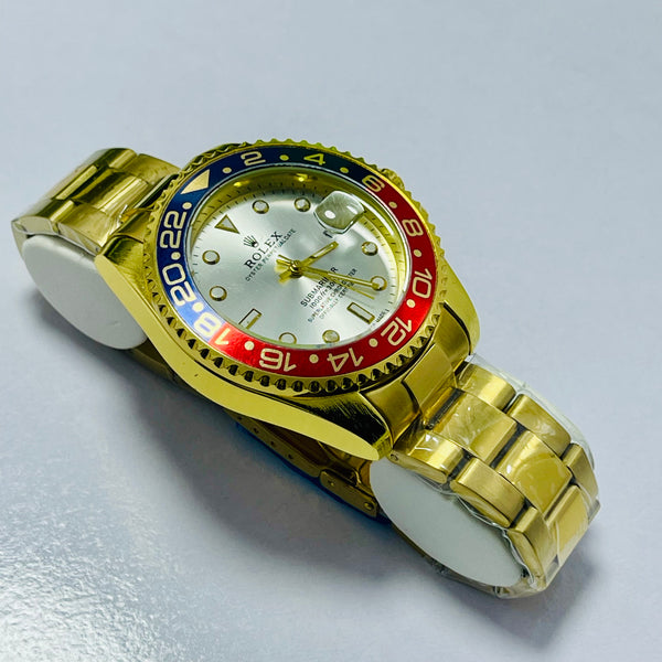 Luxury Rolex Submariner White Dial Men's Watch – Golden Bracelet | Oyster Perpetual Date | Water Resistance | Quartz Movement