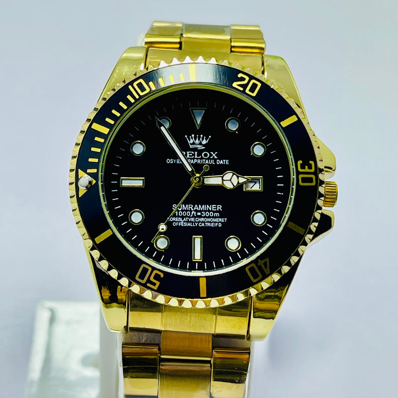 Submariner Black Dial Men's Watch – Two-Tone Gold Bracelet | Oyster Perpetual Date | Water Resistance | Quartz Movement