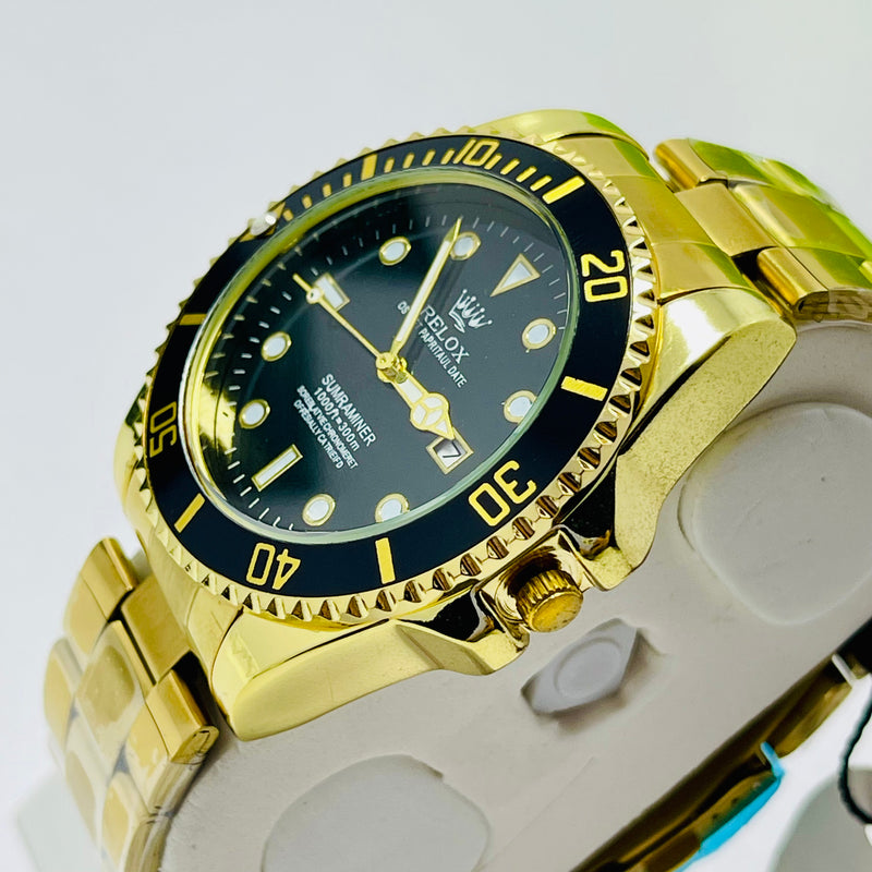 Submariner Black Dial Men's Watch – Two-Tone Gold Bracelet | Oyster Perpetual Date | Water Resistance | Quartz Movement
