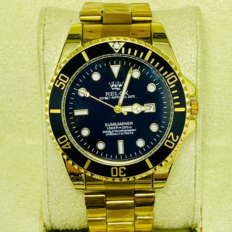 Submariner Black Dial Men's Watch – Two-Tone Gold Bracelet | Oyster Perpetual Date | Water Resistance | Quartz Movement