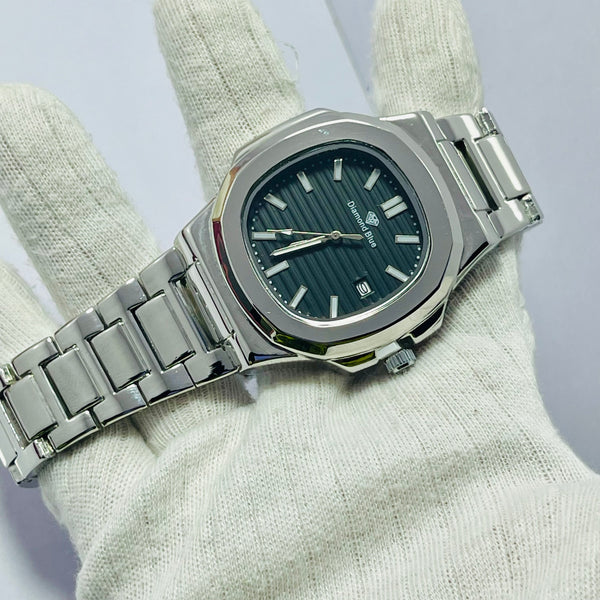 Limited Edition BLACK Dial Men's Watch – Silver Bracelet _Mineral Glass _Superlative Finish