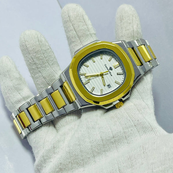 Limited Edition White Dial Men's Watch – Two-Tone Gold & Silver Bracelet _Mineral Glass _Superlative Finish