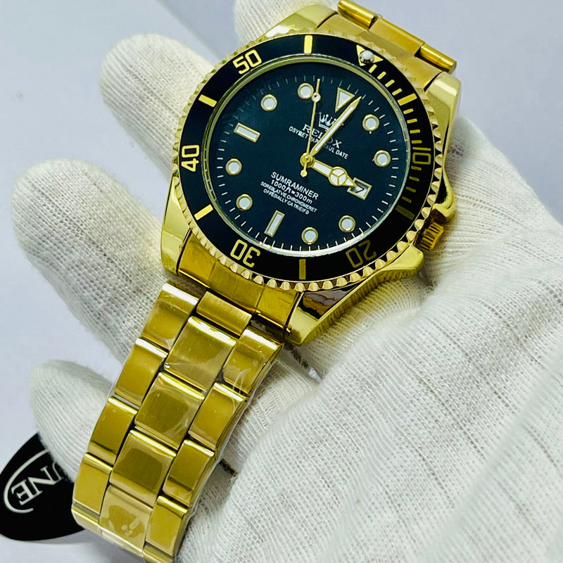 Submariner Black Dial Men's Watch – Two-Tone Gold Bracelet | Oyster Perpetual Date | Water Resistance | Quartz Movement