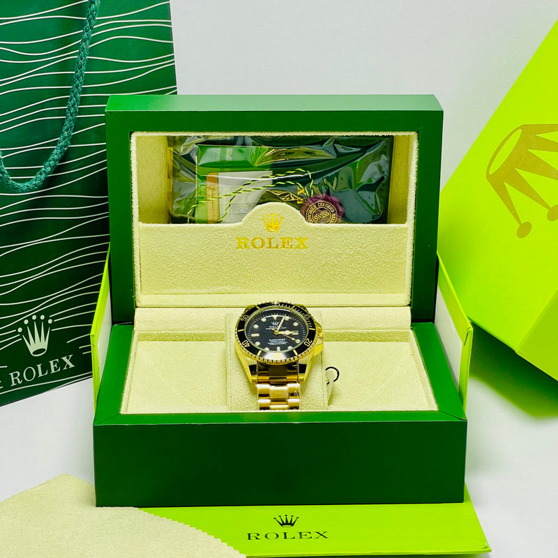 Submariner Black Dial Men's Watch – Two-Tone Gold Bracelet | Oyster Perpetual Date | Water Resistance | Quartz Movement