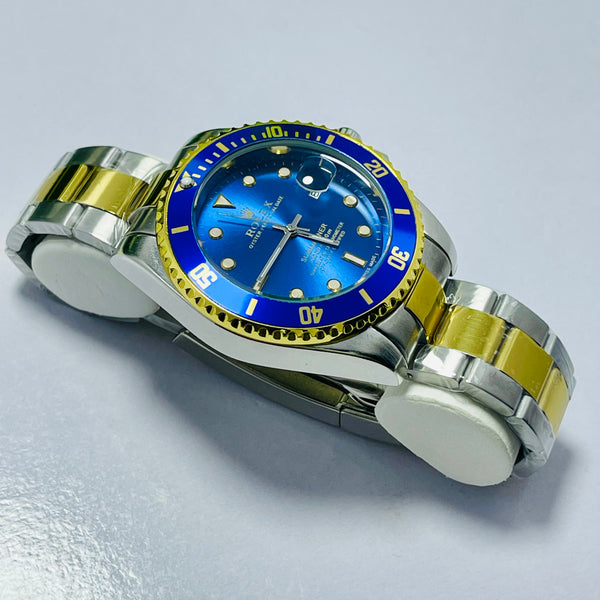 Luxury Rolex Submariner Blue Dial Men's Watch – Two-Tone Gold & Silver Bracelet | Oyster Perpetual Date | Waterproof 1000ft | Quartz Movement
