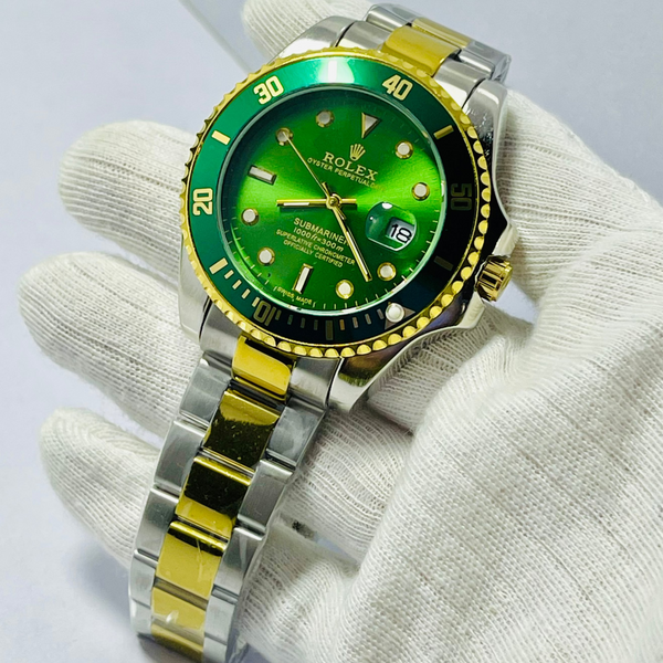Luxury Rolex Submariner Green Dial Men’s Watch – Hulk Edition | Two-Tone Gold & Silver Bracelet | 1000ft Waterproof |