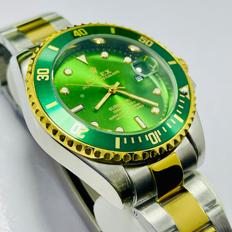 Luxury Rolex Submariner Green Dial Men’s Watch – Hulk Edition | Two-Tone Gold & Silver Bracelet | 1000ft Waterproof |