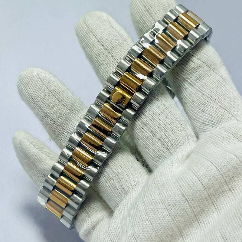 Luxury Rolex Day-Date Gold Dial Men’s Watch – Two-Tone Stainless Steel & Gold Bracelet | Diamond Hour Markers
