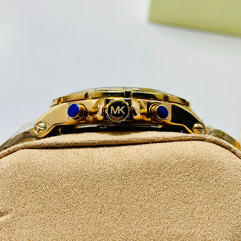 Michael Kors Women’s Chronograph Gold Watches – Brown & Rose Gold Dial | Crystal Bezel | Luxury Designer Dual Pack