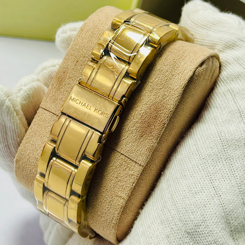 Michael Kors Women’s Chronograph Gold Watches – Brown & Rose Gold Dial | Crystal Bezel | Luxury Designer Dual Pack