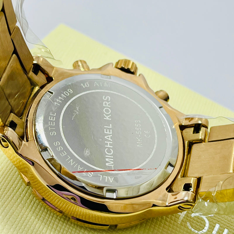 Michael Kors Women’s Chronograph Gold Watches – Brown & Rose Gold Dial | Crystal Bezel | Luxury Designer Dual Pack