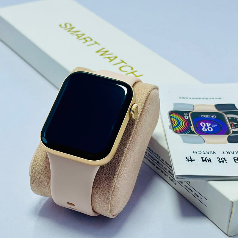 Smart Watch with 1.9” HD Full Touch Display – Fitness Tracker with Heart Rate, Steps, Sleep, Weather & Notifications – Unisex Design with Beige Silicone Strap – iOS & Android Compatible