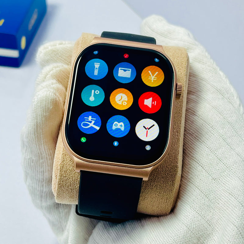 Smart Watch for Men & Women – 1.9” Full Touch HD Display, Gold Alloy Case, Fitness Tracker with Heart Rate, Sleep Monitor, Weather, and Multi-Sport Modes – iOS & Android Compatible