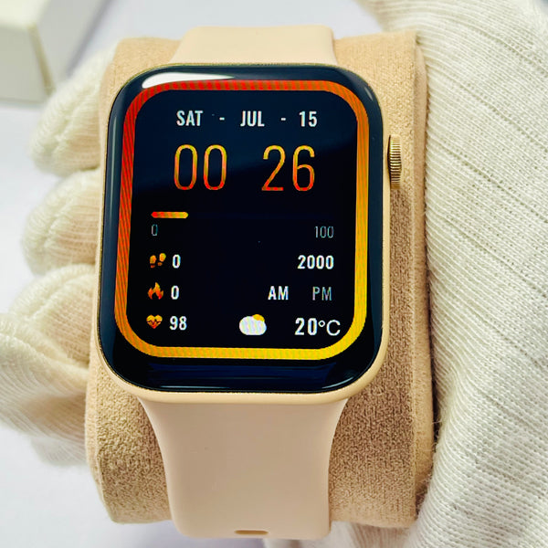 Smart Watch with 1.9” HD Full Touch Display – Fitness Tracker with Heart Rate, Steps, Sleep, Weather & Notifications – Unisex Design with Beige Silicone Strap – iOS & Android Compatible