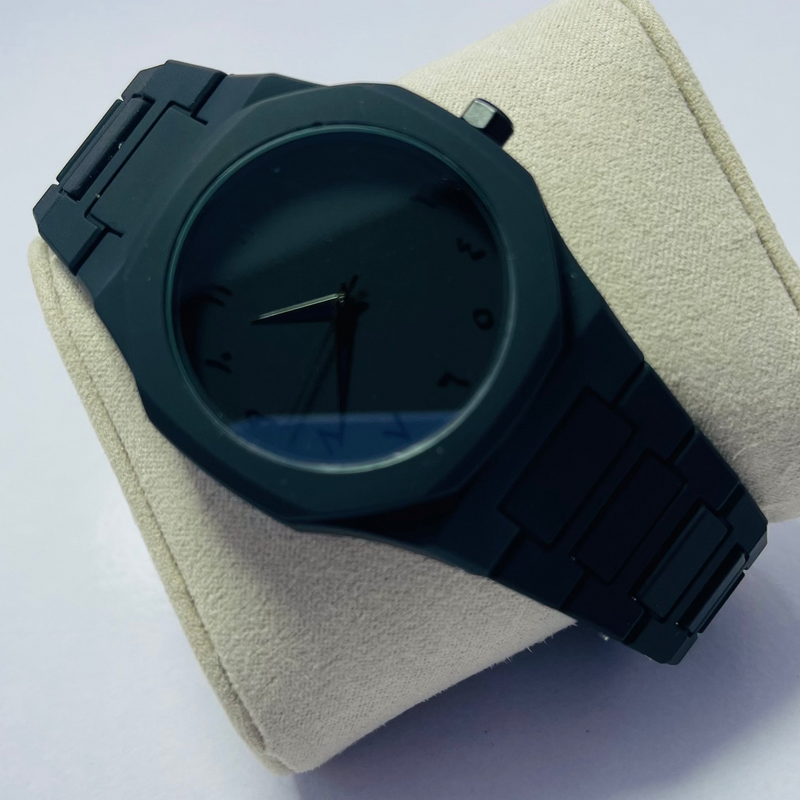 Minimalist Arabic Dial Men's Black Stainless Steel Watch – Matte Finish | Elegant Gift Box