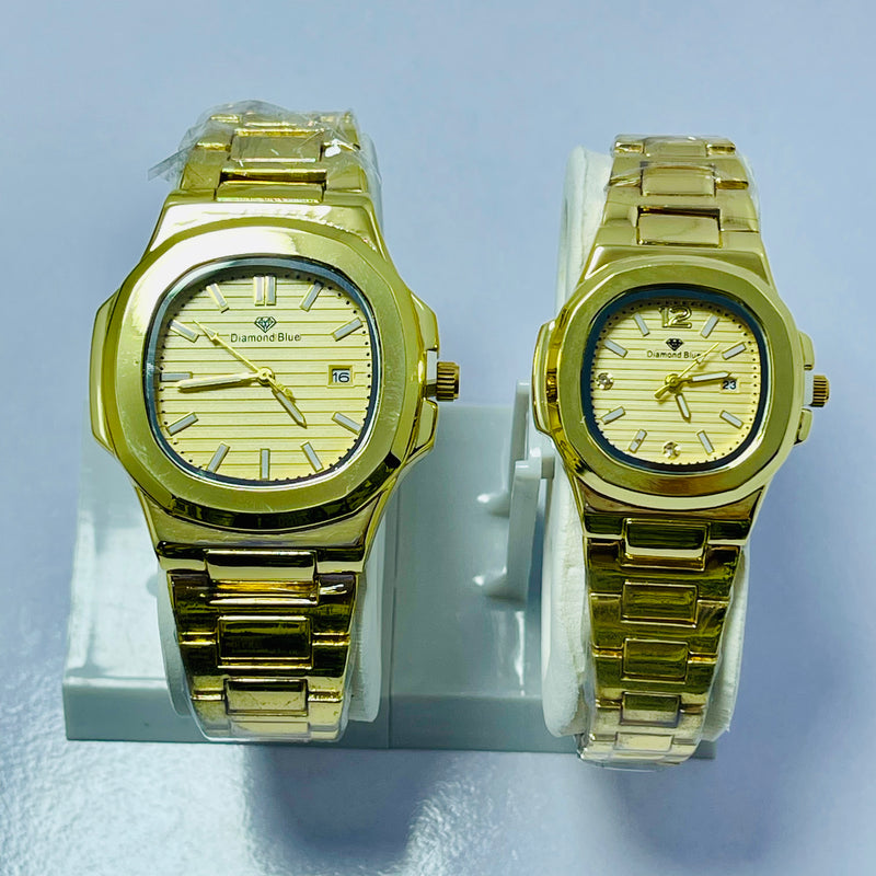 Limited Edition Golden Dial Couple Watch – Golden  Bracelet _Mineral Glass _Superlative Finish