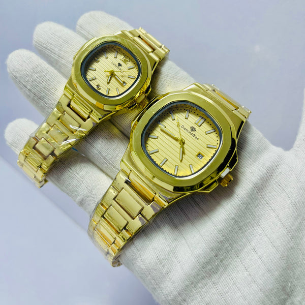 Limited Edition Golden Dial Couple Watch – Golden  Bracelet _Mineral Glass _Superlative Finish