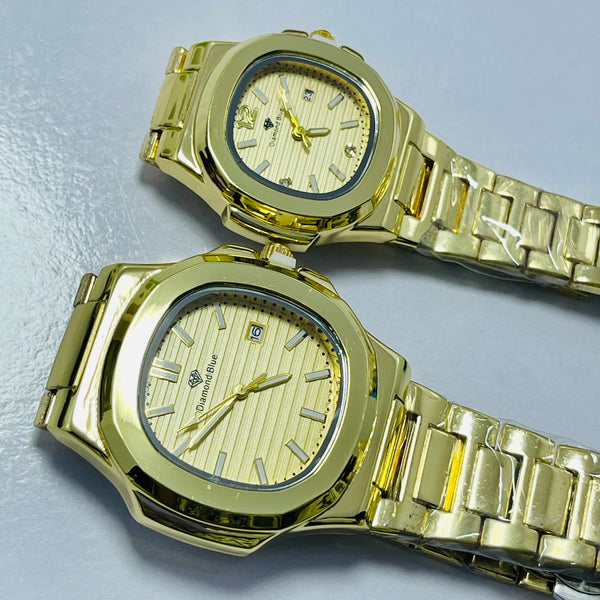 Limited Edition Golden Dial Couple Watch – Golden  Bracelet _Mineral Glass _Superlative Finish