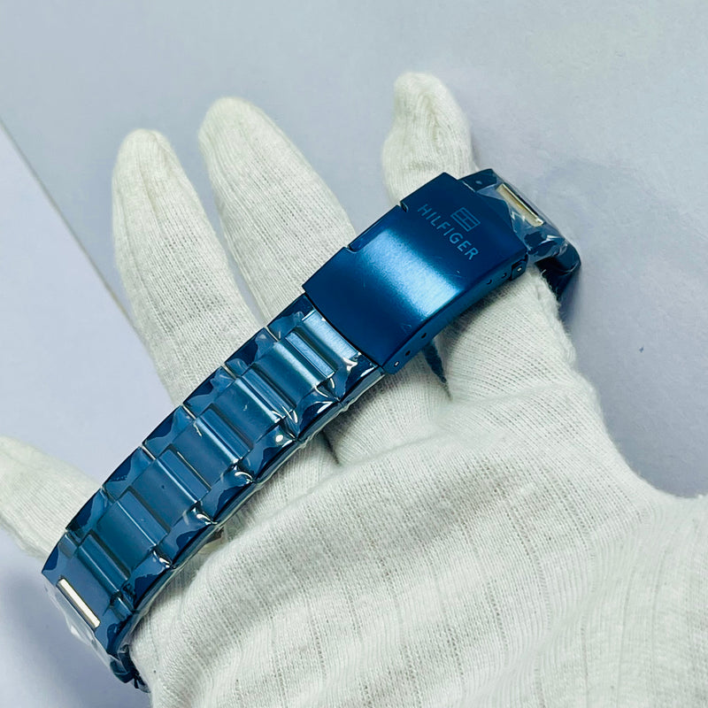Luxury Blue Skeleton Automatic Watch for Men – Hilfiger-Inspired Self-Winding Timepiece with Rose Gold Accents