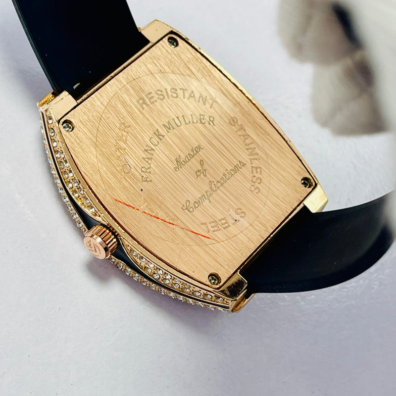 Luxury Franck Muller Yachting-Inspired Skeleton Watch for Men – Automatic Mechanical Movement, Diamond Bezel, Black Rubber Strap