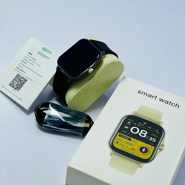 Smart Watch for Men & Women – Full Touchscreen Fitness Tracker with Heart Rate Monitor, Sleep Tracker, Bluetooth, Sports Modes & Black Silicone Strap – iOS & Android Compatible