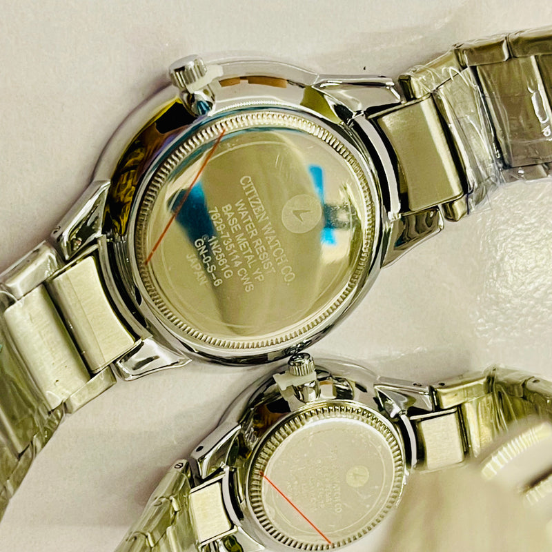 Citizen Silver Couple Watch Set – Elegant Analog Watches for Men & Women