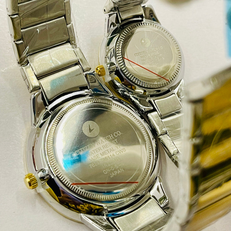 Citizen Gold & Silver Couple Watch Set – Dual-Tone Elegant Timepieces for Men & Women