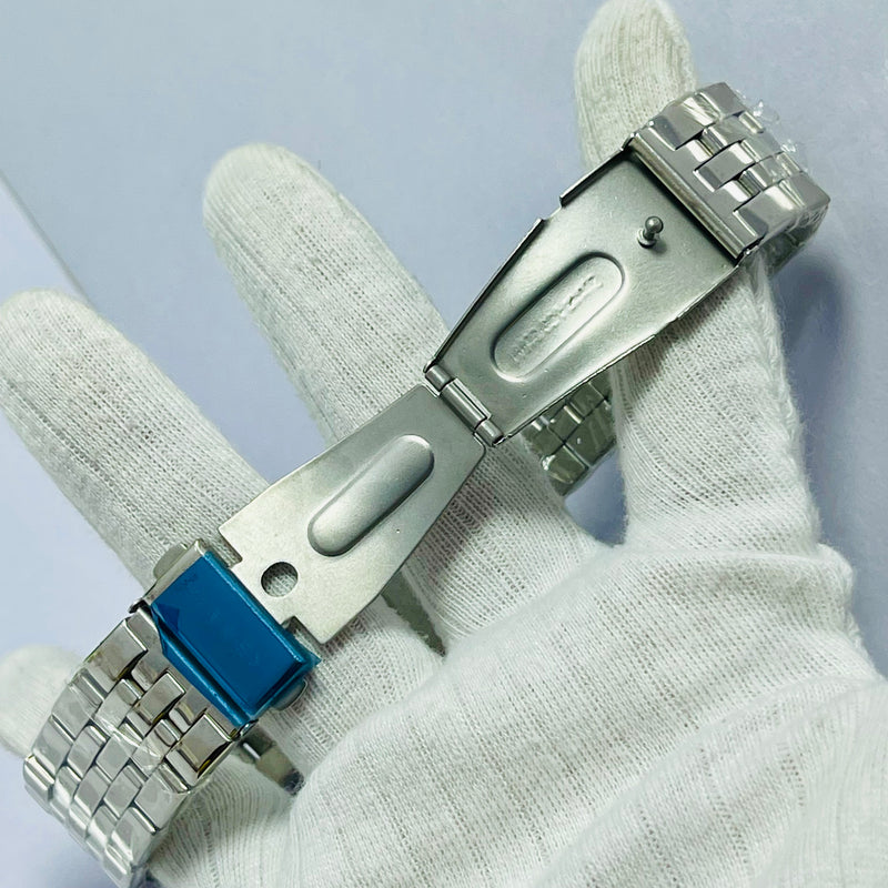 HAUREX Italy Rectangular Silver Watch for UNISEX  – Blue Roman Dial, Crystal Bezel & Stainless Steel Bracelet – Italian Luxury Design