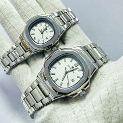 Limited Edition White Dial Couple Watch –  Silver Bracelet _Mineral Glass _Superlative Finish