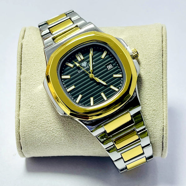 Limited Edition BLACK Dial Men's Watch – Two-Tone Gold & Silver Bracelet _Mineral Glass _Superlative Finish