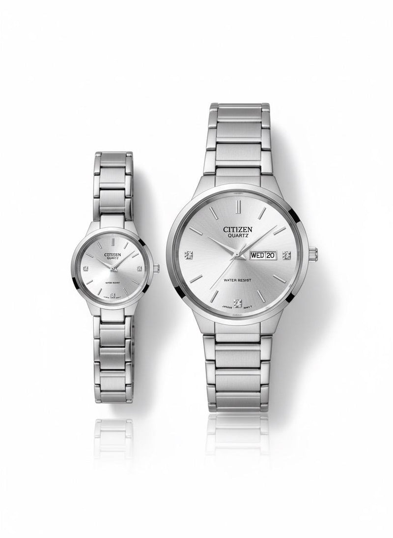 Citizen Silver Couple Watch With Box & Handcarry